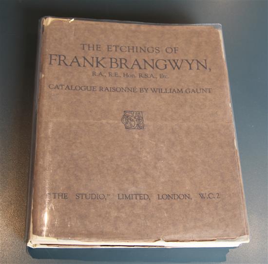 Gaunt, William - The Etchings of Frank Brangwyn: A Catalogue Raisonne, 4to, half vellum, inner hinges split,